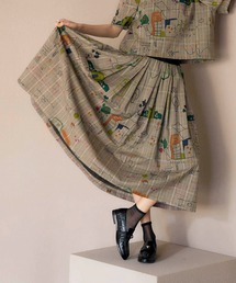 Cepica | 落書きプリントチェックギャザースカート(スカート)