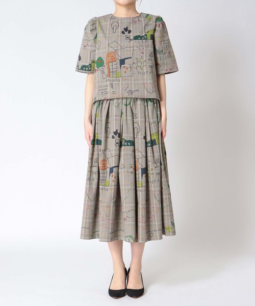 Cepica（セピカ）の「落書きプリントチェックギャザースカート（スカート・レディース・ベージュ・FREE）」の8枚目の写真