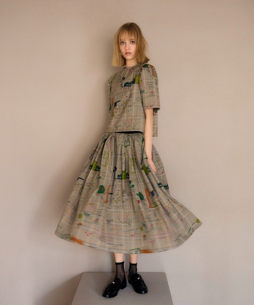 Cepica（セピカ）の「落書きプリントチェックギャザースカート（スカート・レディース・ベージュ・FREE）」の17枚目の写真