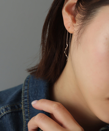 プレイドクリップチェーンピアス K10（両耳）（ピアス（両耳用
