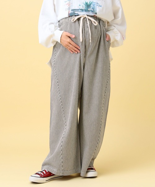 LEPSIM（レプシィム）の「【産前・産後対応】マタニティ／ヒッコリーワイドパンツ　632891（マタニティウェア/グッズ・レディース・ブルー/アイボリー・FREE）」の15枚目の写真