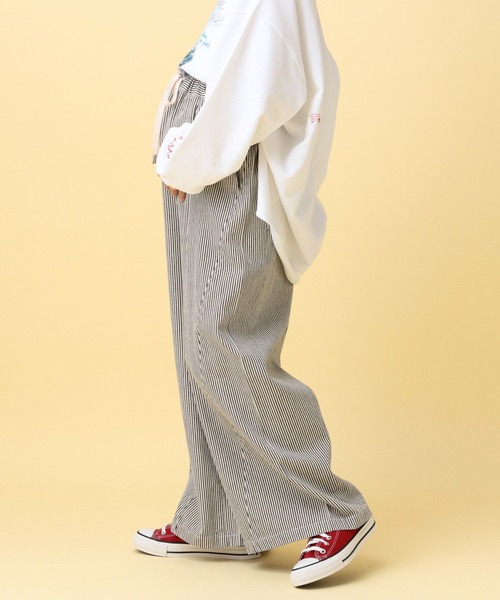 LEPSIM（レプシィム）の「【産前・産後対応】マタニティ／ヒッコリーワイドパンツ　632891（マタニティウェア/グッズ・レディース・ブルー/アイボリー・FREE）」の17枚目の写真