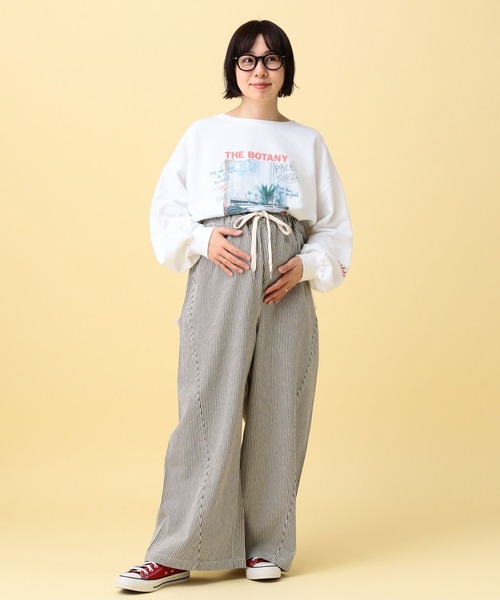 LEPSIM（レプシィム）の「【産前・産後対応】マタニティ／ヒッコリーワイドパンツ　632891（マタニティウェア/グッズ・レディース・ブルー/アイボリー・FREE）」の18枚目の写真