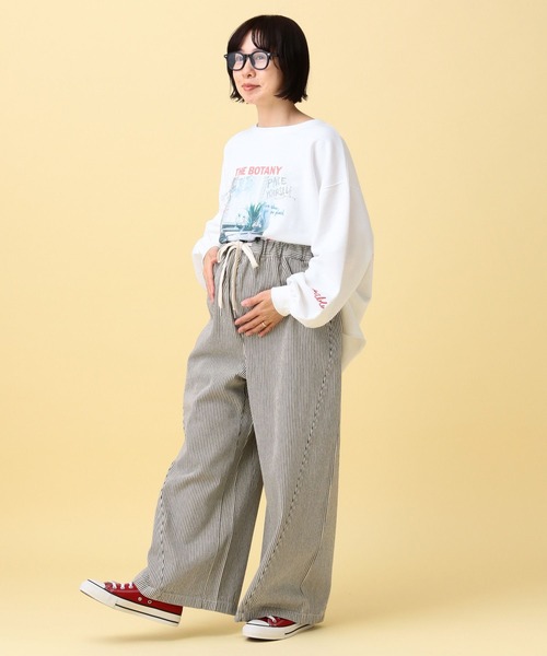 LEPSIM（レプシィム）の「【産前・産後対応】マタニティ／ヒッコリーワイドパンツ　632891（マタニティウェア/グッズ・レディース・ブルー/アイボリー・FREE）」の19枚目の写真