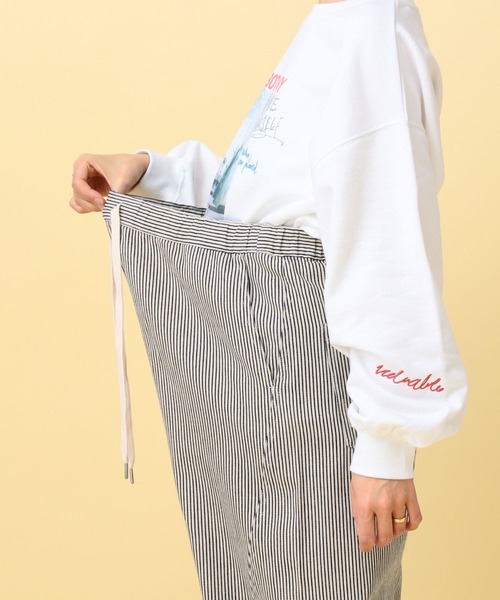 LEPSIM（レプシィム）の「【産前・産後対応】マタニティ／ヒッコリーワイドパンツ　632891（マタニティウェア/グッズ・レディース・ブルー/アイボリー・FREE）」の8枚目の写真