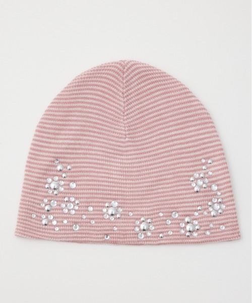 SLY（スライ）の「SPARKLE STUDS KNIT BEANIE スパークルスタッズニットビーニー（ニットキャップ/ビーニー・レディース・ブラック/ピンク系その他・FREE）」の2枚目の写真