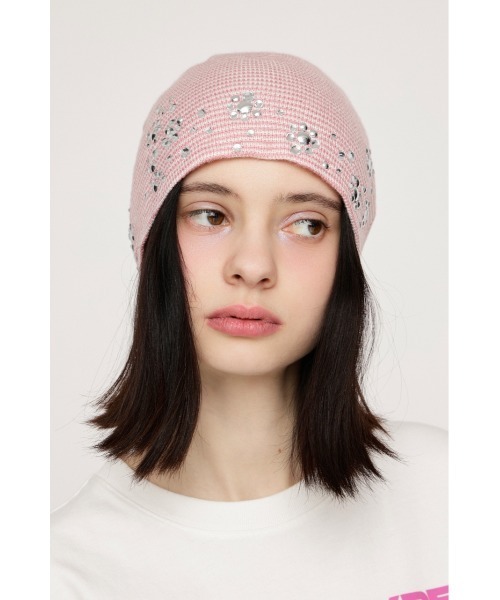 SLY（スライ）の「SPARKLE STUDS KNIT BEANIE スパークルスタッズニットビーニー（ニットキャップ/ビーニー・レディース・ブラック/ピンク系その他・FREE）」の12枚目の写真