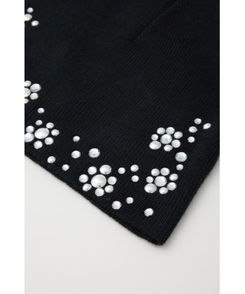 SLY（スライ）の「SPARKLE STUDS KNIT BEANIE スパークルスタッズニットビーニー（ニットキャップ/ビーニー・レディース・ブラック/ピンク系その他・FREE）」の5枚目の写真