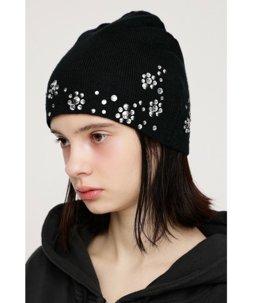 SLY（スライ）の「SPARKLE STUDS KNIT BEANIE スパークルスタッズニットビーニー（ニットキャップ/ビーニー・レディース・ブラック/ピンク系その他・FREE）」の6枚目の写真
