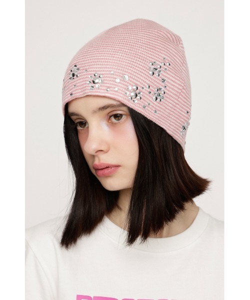 SLY（スライ）の「SPARKLE STUDS KNIT BEANIE スパークルスタッズニットビーニー（ニットキャップ/ビーニー・レディース・ブラック/ピンク系その他・FREE）」の11枚目の写真