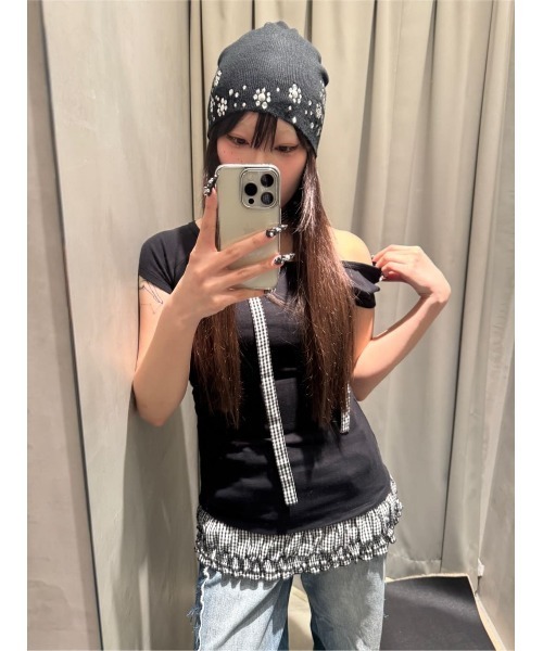 SLY(スライ)の「SPARKLE STUDS KNIT BEANIE スパークルスタッズニットビーニー(ニットキャップ/ビーニー・レディース・ブラック/ピンク系その他・FREE)」の20枚目の写真