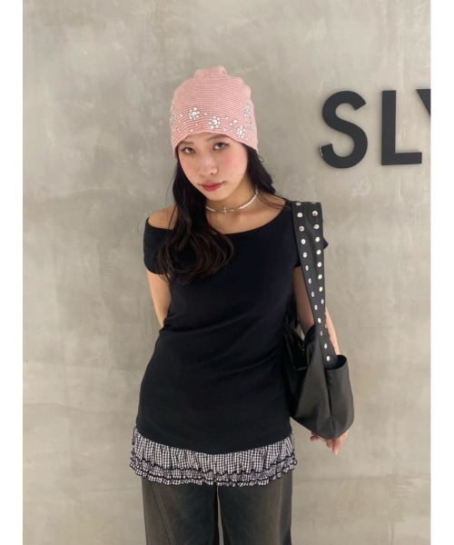 SLY(スライ)の「SPARKLE STUDS KNIT BEANIE スパークルスタッズニットビーニー(ニットキャップ/ビーニー・レディース・ブラック/ピンク系その他・FREE)」の15枚目の写真