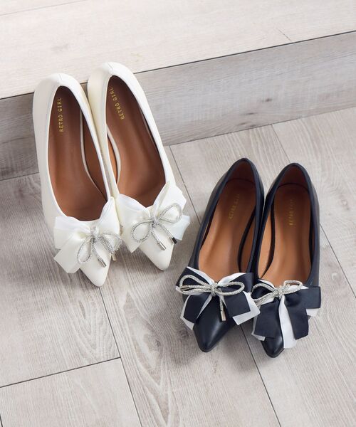 RETRO GIRL（レトロガール）の「リボンパンプス（パンプス・レディース・オフホワイト/ブラック・MEDIUM/LARGE）」の19枚目の写真