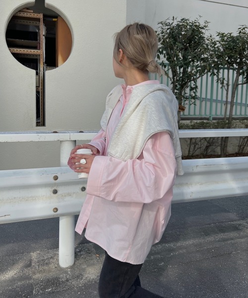 nananamoe(ナナナモエ)の「volume sleeve wide cuff cotton SH / ボリュームスリーブワイドカフコットンシャツ(シャツ/ブラウス・レディース・ブルー/ライトピンク・FREE)」の3枚目の写真