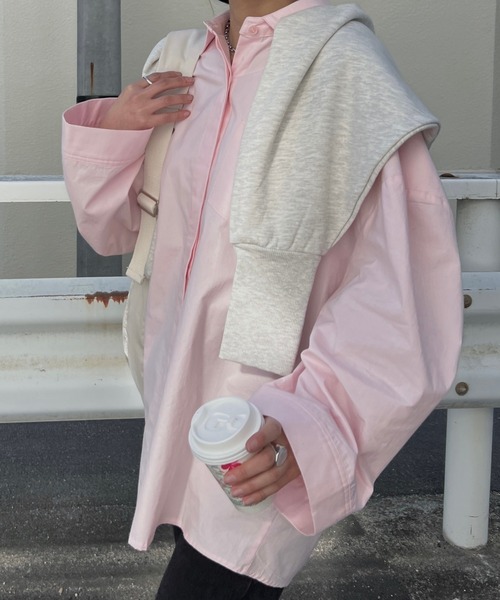 nananamoe(ナナナモエ)の「volume sleeve wide cuff cotton SH / ボリュームスリーブワイドカフコットンシャツ(シャツ/ブラウス・レディース・ブルー/ライトピンク・FREE)」の4枚目の写真