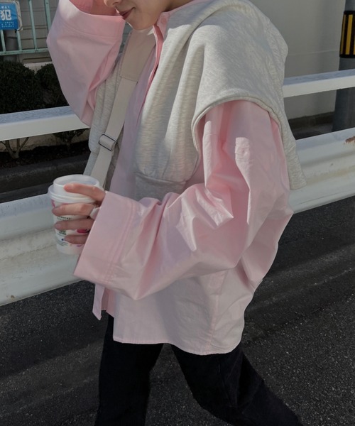nananamoe(ナナナモエ)の「volume sleeve wide cuff cotton SH / ボリュームスリーブワイドカフコットンシャツ(シャツ/ブラウス・レディース・ブルー/ライトピンク・FREE)」の12枚目の写真