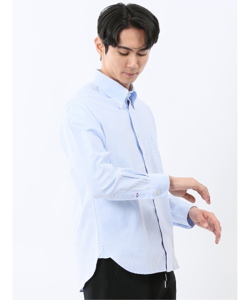 m.f.editorial（エムエフエディトリアル）の「【コットン100% オックスフォード】ポロ・ビーシーエス ボタンダウン 長袖 シャツ（シャツ/ブラウス・メンズ・ネイビー/スカイブルー・LARGE/MEDIUM）」の18枚目の写真