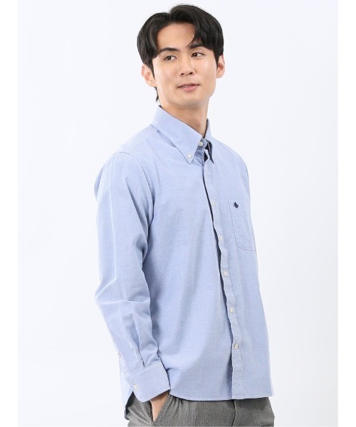 m.f.editorial（エムエフエディトリアル）の「【コットン100% オックスフォード】ポロ・ビーシーエス ボタンダウン 長袖 シャツ（シャツ/ブラウス・メンズ・ネイビー/スカイブルー・LARGE/MEDIUM）」の10枚目の写真