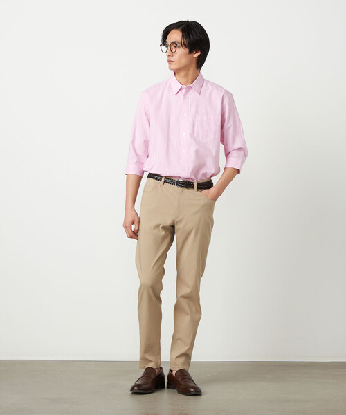 COMME CA ISM（コムサイズム）の「コットンリネンシャンブレー 7分袖シャツ（シャツ/ブラウス・メンズ・ミント/ネイビー/ピンク/ホワイト/ブルー・LARGE/MEDIUM）」の14枚目の写真