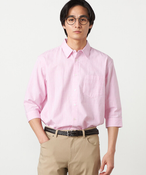 COMME CA ISM（コムサイズム）の「コットンリネンシャンブレー 7分袖シャツ（シャツ/ブラウス・メンズ・ミント/ネイビー/ピンク/ホワイト/ブルー・LARGE/MEDIUM）」の17枚目の写真