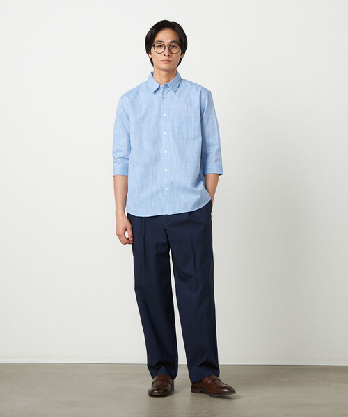 COMME CA ISM（コムサイズム）の「コットンリネンシャンブレー 7分袖シャツ（シャツ/ブラウス・メンズ・ミント/ネイビー/ピンク/ホワイト/ブルー・LARGE/MEDIUM）」の18枚目の写真