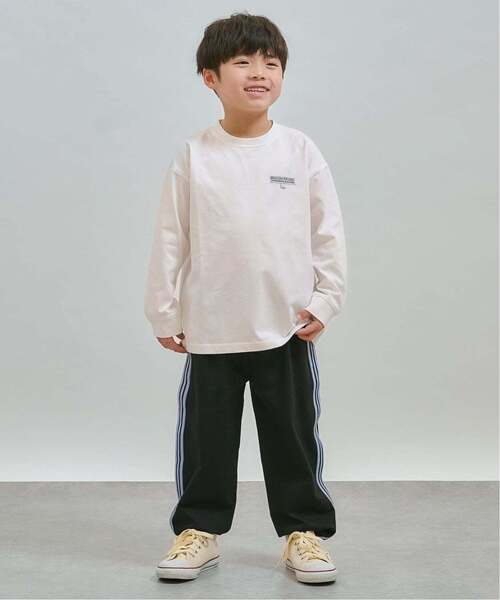 b・ROOM(ビールーム)の「【スクール対応】速乾でシワになりにくいイージーケアラインパンツ(その他パンツ・キッズ・パープル/ブラック/ライトグレー・110cm/150cm/130cm/120cm/100cm/140cm)」の1枚目の写真