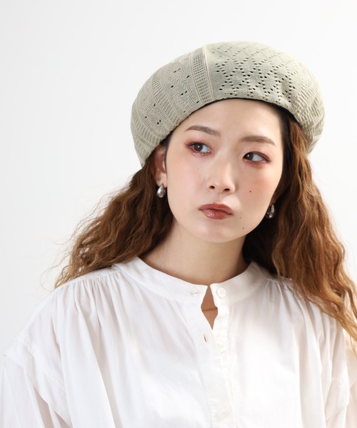 FUNALIVE（ファンアライブ）の「パッチワーク風　サーモニットベレー帽（ハンチング/ベレー帽・レディース・アッシュ/ブラック/グリーン系/ベージュ・FREE）」の4枚目の写真