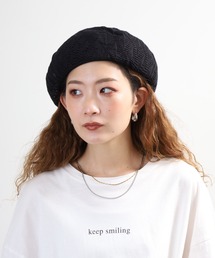 FUNALIVE | パッチワーク風　サーモニットベレー帽(ハンチング/ベレー帽)