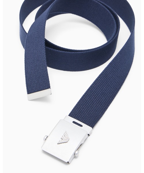 EMPORIO ARMANI（エンポリオアルマーニ）の「<オンライン限定>【エンポリオ アルマーニ】Eagle Club カプセルコレクション ウェビングベルト バックル付き（ベルト・メンズ・ネイビー/ブラック・FREE）」の4枚目の写真