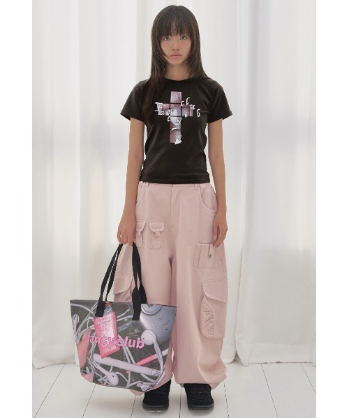 FANCY CLUB(ファンシークラブ)の「A'GEM/9 × .kom 『FANCY CLUB/ファンシークラブ』 CROSS KIRA TEE/クロスキラTシャツ(Tシャツ/カットソー・レディース・ピンク/ホワイト/ブラック・FREE)」の4枚目の写真