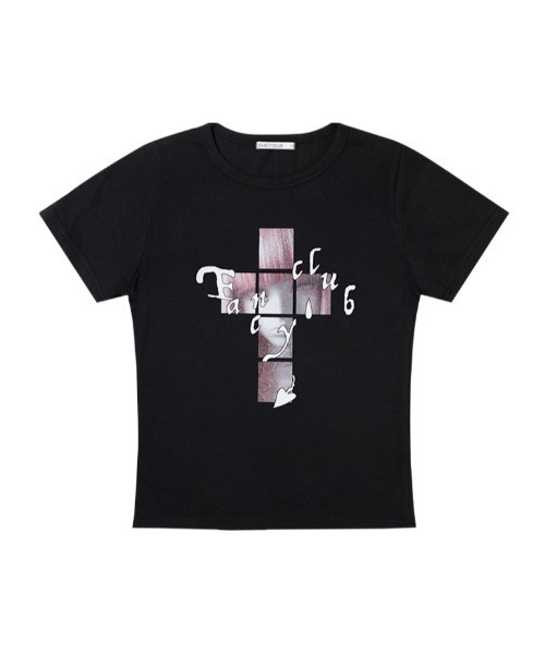 FANCY CLUB(ファンシークラブ)の「A'GEM/9 × .kom 『FANCY CLUB/ファンシークラブ』 CROSS KIRA TEE/クロスキラTシャツ(Tシャツ/カットソー・レディース・ピンク/ホワイト/ブラック・FREE)」の18枚目の写真