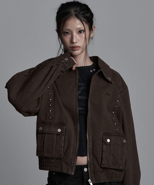 as you are（アズユーアー）の「◇ASYOUARE◇ボタン ウォッシュ ブルゾン BUTTON WASHED BLOUSON（ブルゾン・レディース・ブラウン/ブラック・FREE）」の3枚目の写真