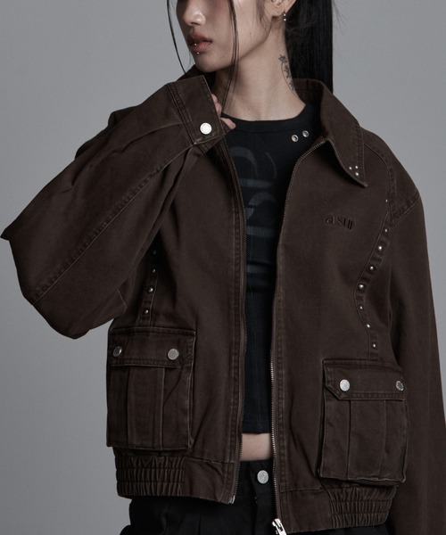 as you are（アズユーアー）の「◇ASYOUARE◇ボタン ウォッシュ ブルゾン BUTTON WASHED BLOUSON（ブルゾン・レディース・ブラウン/ブラック・FREE）」の4枚目の写真