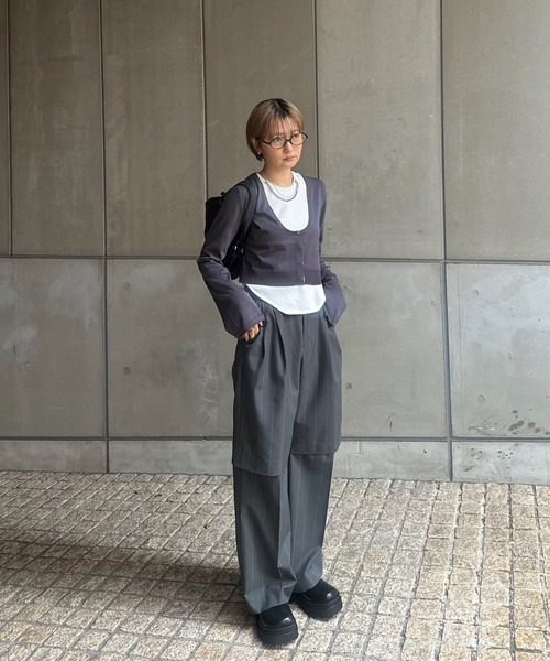 Ameri（アメリ）の「LOW BASIC SHORT KNIT CARDIGAN（カーディガン/ボレロ・レディース・ベージュ/ブラック/グレー/グリーン系その他・FREE）」の22枚目の写真