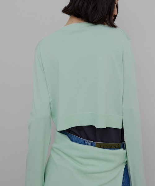 Ameri（アメリ）の「LOW BASIC SHORT KNIT CARDIGAN（カーディガン/ボレロ・レディース・ベージュ/ブラック/グレー/グリーン系その他・FREE）」の19枚目の写真