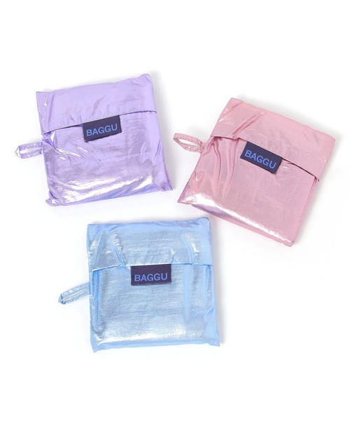 BAGGU（バグー）の「【BAGGU(バグゥ)】メタリックSTANDARD（エコバッグ/サブバッグ・レディース・ライトブルー/ライトピンク/ピンク・0）」の4枚目の写真