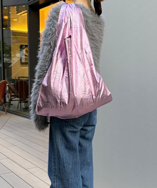 BAGGU（バグー）の「【BAGGU(バグゥ)】メタリックSTANDARD（エコバッグ/サブバッグ・レディース・ライトブルー/ライトピンク/ピンク・0）」の21枚目の写真