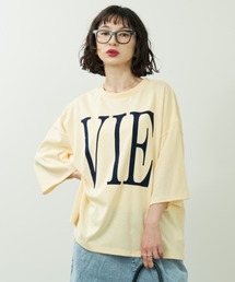 フロッキービッグロゴプリント ビッグシルエットTシャツ