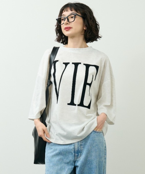 A.D.C.L.（エーディーシーエル）の「フロッキービッグロゴプリント ビッグシルエットTシャツ（Tシャツ/カットソー・レディース・ブラック/オートミール/イエロー・M/L）」の6枚目の写真
