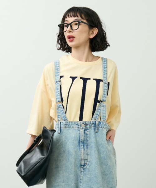 A.D.C.L.（エーディーシーエル）の「フロッキービッグロゴプリント ビッグシルエットTシャツ（Tシャツ/カットソー・レディース・ブラック/オートミール/イエロー・M/L）」の12枚目の写真