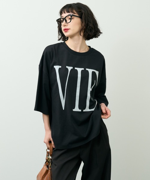A.D.C.L.（エーディーシーエル）の「フロッキービッグロゴプリント ビッグシルエットTシャツ（Tシャツ/カットソー・レディース・ブラック/オートミール/イエロー・M/L）」の13枚目の写真