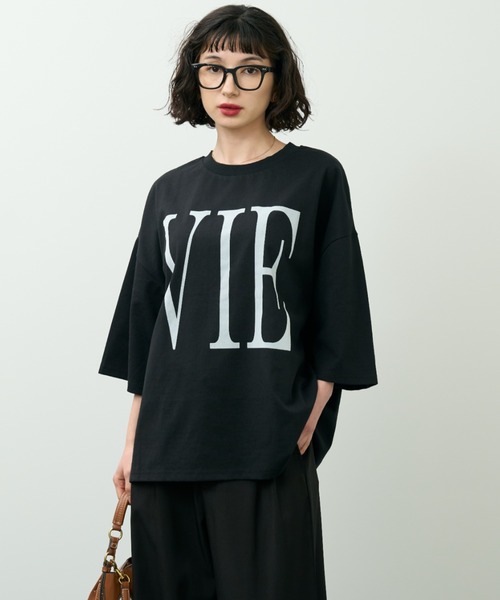 A.D.C.L.（エーディーシーエル）の「フロッキービッグロゴプリント ビッグシルエットTシャツ（Tシャツ/カットソー・レディース・ブラック/オートミール/イエロー・M/L）」の14枚目の写真