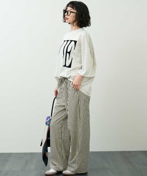 A.D.C.L.（エーディーシーエル）の「フロッキービッグロゴプリント ビッグシルエットTシャツ（Tシャツ/カットソー・レディース・ブラック/オートミール/イエロー・M/L）」の19枚目の写真
