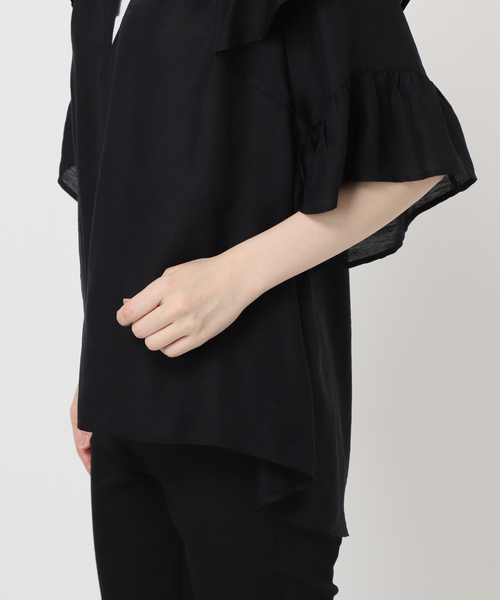 JOURNAL STANDARD(ジャーナルスタンダード)の「《追加》ソフトクロスフリルスリーブブラウス(シャツ/ブラウス・レディース・ブラック/ブラウン・FREE)」の14枚目の写真