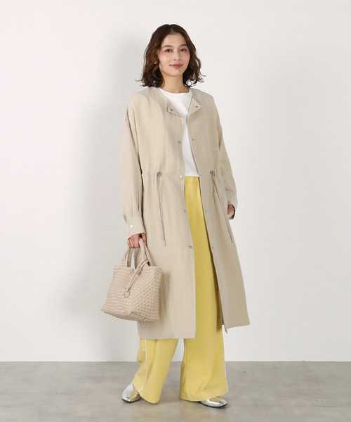 MELROSE claire（メルローズ クレール）の「【リネンMIXノーカラードロストコート】（その他アウター・レディース・ベージュ/ライトグレー/チャコールグレー・FREE）」の2枚目の写真