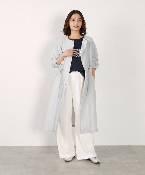 MELROSE claire（メルローズ クレール）の「【リネンMIXノーカラードロストコート】（その他アウター・レディース・ベージュ/ライトグレー/チャコールグレー・FREE）」の4枚目の写真