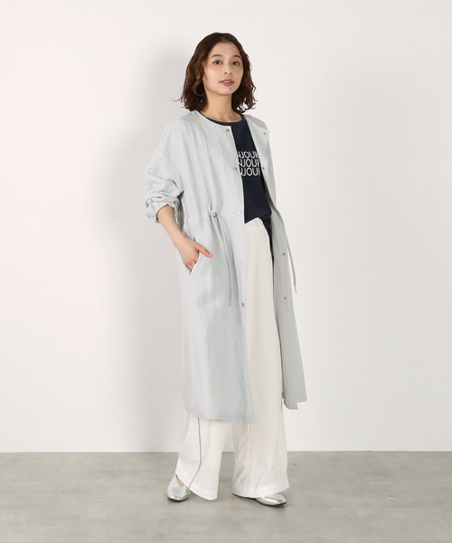 MELROSE claire（メルローズ クレール）の「【リネンMIXノーカラードロストコート】（その他アウター・レディース・ベージュ/ライトグレー/チャコールグレー・FREE）」の9枚目の写真