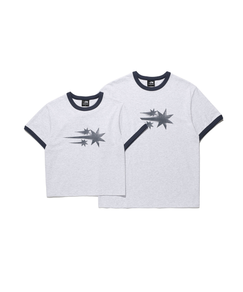 NICE GHOST CLUB(ナイスゴーストクラブ)の「RUSH 3STAR BASIC RINGER TEE_LIGHT GREY(NG2GMUT536A)(Tシャツ/カットソー・レディース・ライトグレー・SMALL/MEDIUM/LARGE)」の2枚目の写真