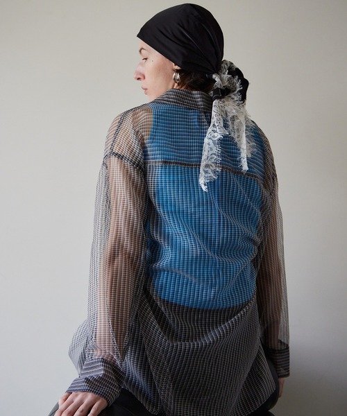 MAISON SPECIAL(メゾンスペシャル)の「2WAY Sheer Shirt/2WAYシアーシャツ(シャツ/ブラウス・レディース・ピンク/ブラック/アイボリー/ブルー・FREE)」の5枚目の写真