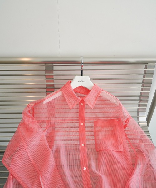 MAISON SPECIAL(メゾンスペシャル)の「2WAY Sheer Shirt/2WAYシアーシャツ(シャツ/ブラウス・レディース・ピンク/ブラック/アイボリー/ブルー・FREE)」の12枚目の写真
